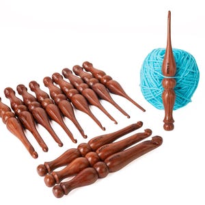 Wooden crochet hooks set for knitting and crocheting Rosewood 7 inches Ergonomic crochet hooks set