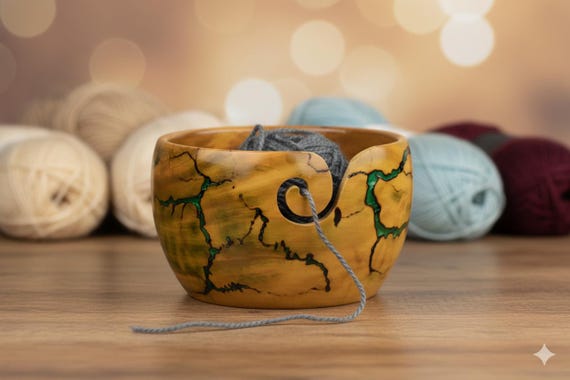 Bol De Rangement Pour Fil à Brûler Fractale En Bois Avec Motif En Spirale | Figurines Lichtenberg | Organiseur De Fil à Tricoter Et Crochet Fabriqué à