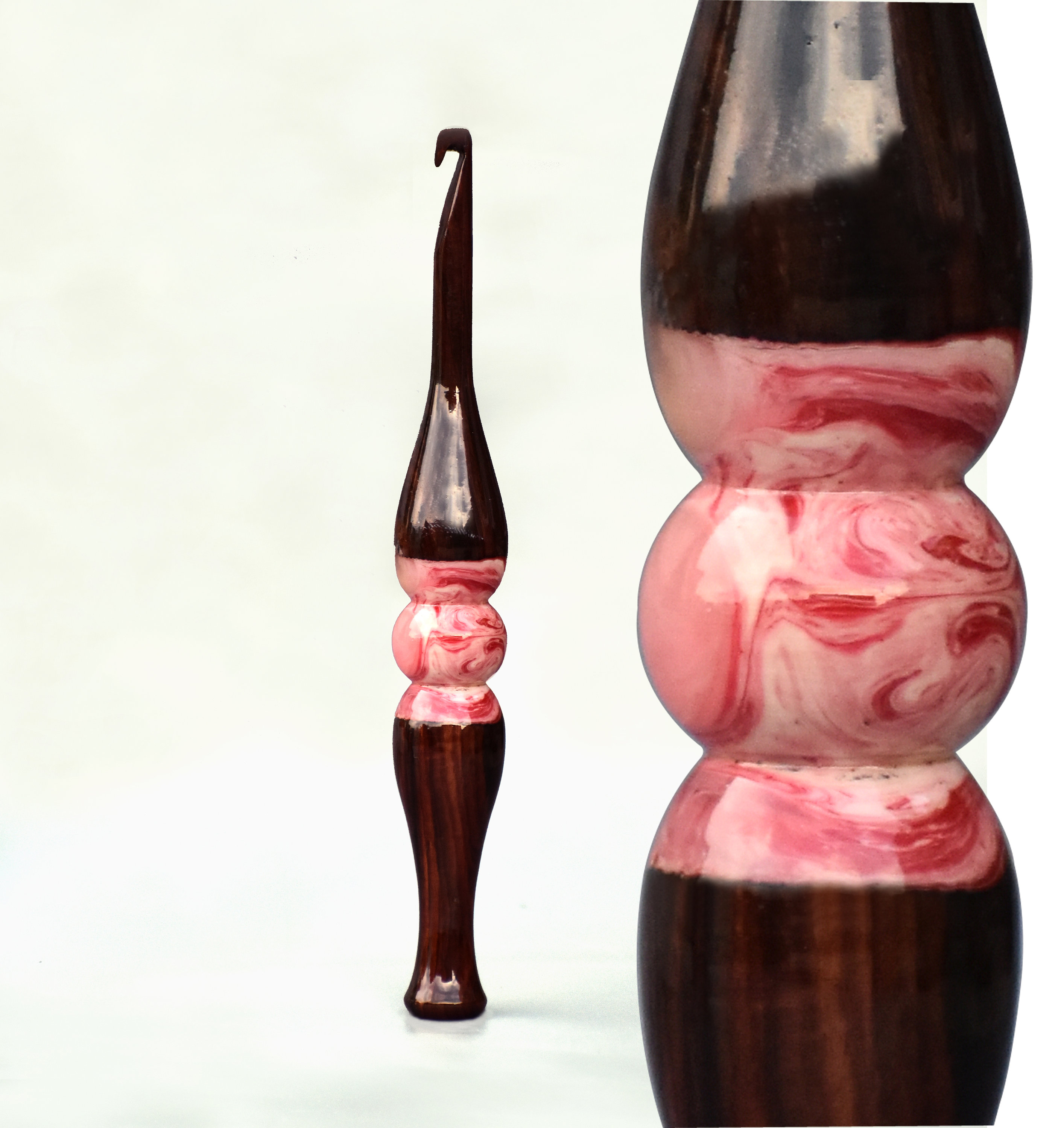 Handmade Epoxy Resin and Rosewood Mix Crochet Hooks Ergonomic Etsy