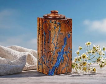 Handmade Rosewood Cremation Urn | Blue River Resin Memorial Keepsake