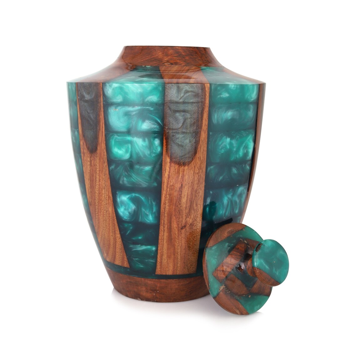 Wooden Urn Box Rosewood With Resin Ocean Wave Design Urns for Human ...
