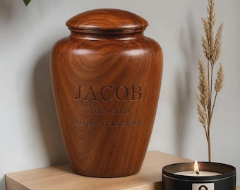 Handcrafted Wooden Urn Box for Ashes, Memorial Cremation Keepsake