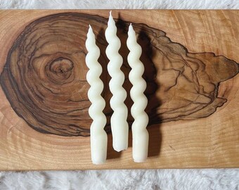 White Beeswax Spiral Taper Candlestick