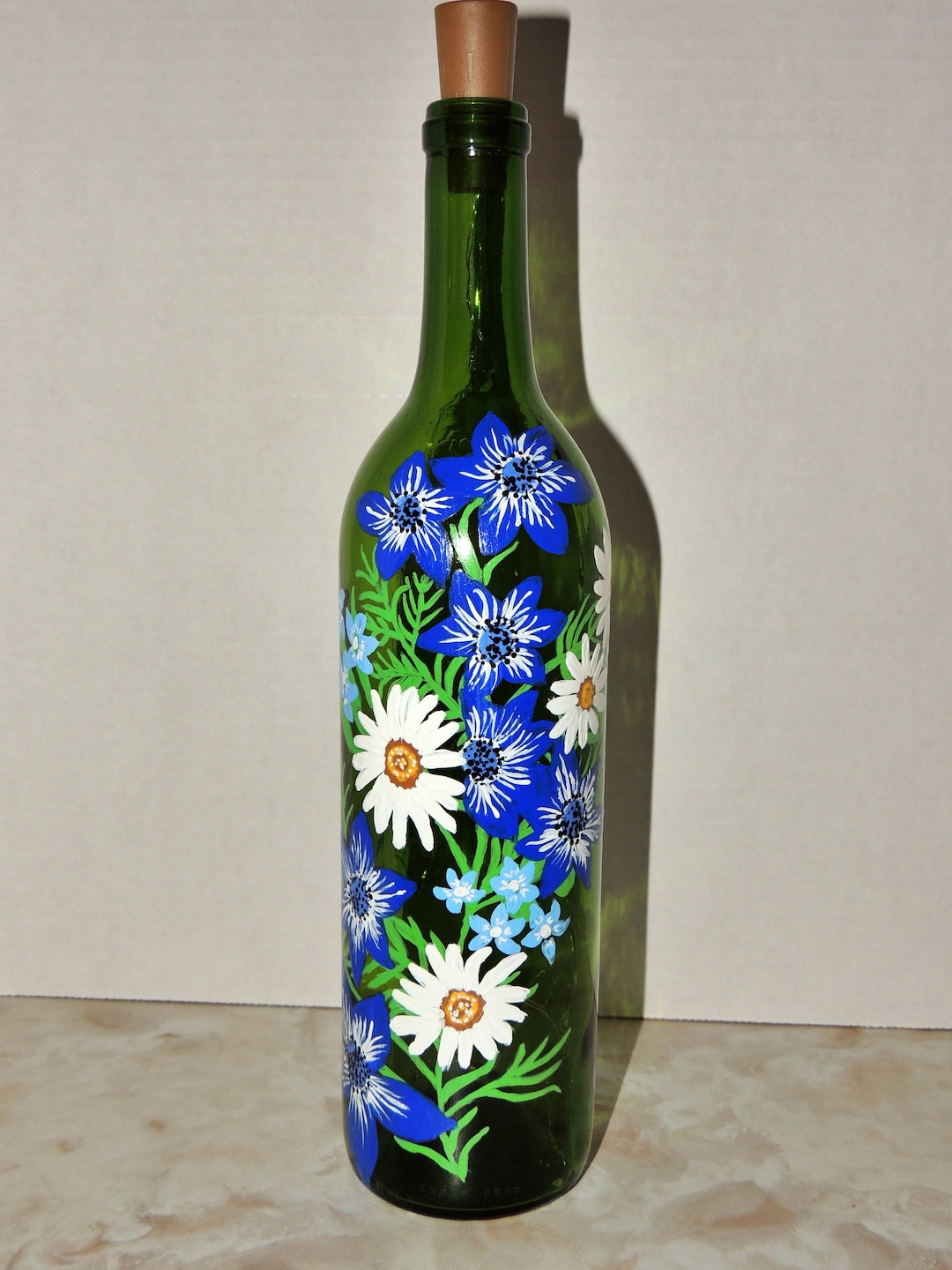 Vintage Double Gourd Green Glass Bottle Gurgle Shaped