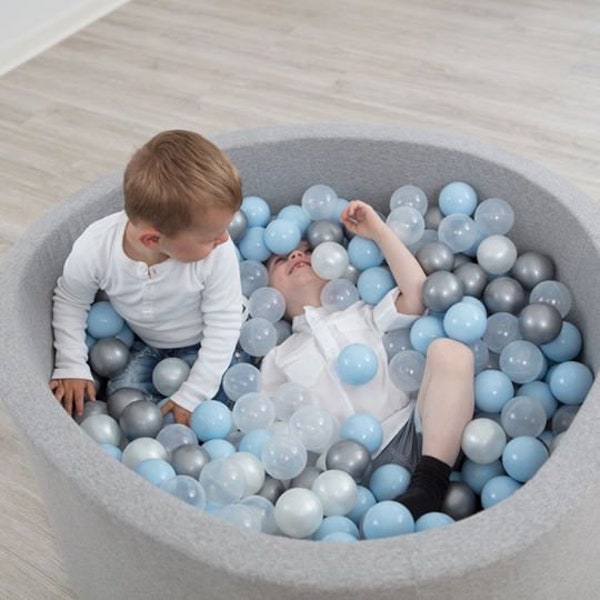 Baby Foam Round Ball Pit + 200 Balls included. Handmade Ball pool for kids toddlers | Grey