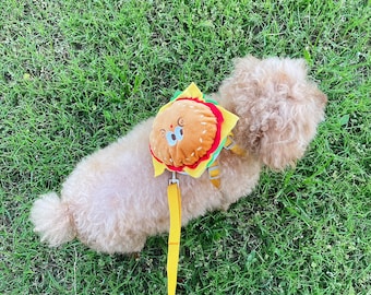 Yellow Dog Harness Set: Burger Backpack & Leash, Small to Large Breeds