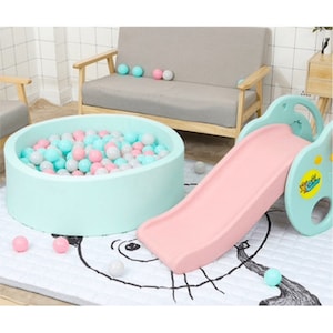 Baby Foam Round Ball Pit + 200 Balls included. Handmade Ball pool for kids toddlers | Mint