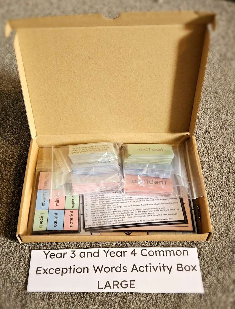 Year 3 and Year 4 LARGE Common Exception Words Activity Box - Etsy