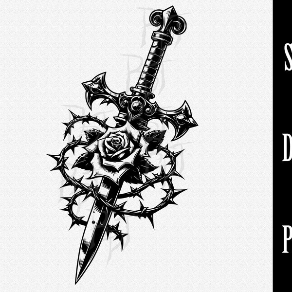 Gothic Dagger SVG ,Gothic Rose,Dagger Svg,Dagger Png,Dagger Dxf,Dagger Clip Art,Digital Download