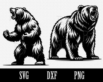 Grizzly Bear,Roaring Grizzly Bear,Grizzly Bear Svg,Grizzly Bear png,Grizzly Bear dxf,Digital Download