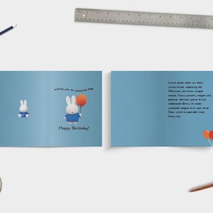 Cute bunny Birthday Card Template - Editable on Canva