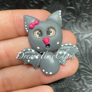 Cute Bat Clay Bow Center