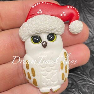 Santa Owl Clay Bow Center Embellishment