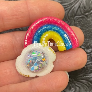 Rainbow Shaker Clay Bow Center Embellishment