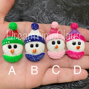 Warm Snowman (your choice) Clay Bow Center Embellishment