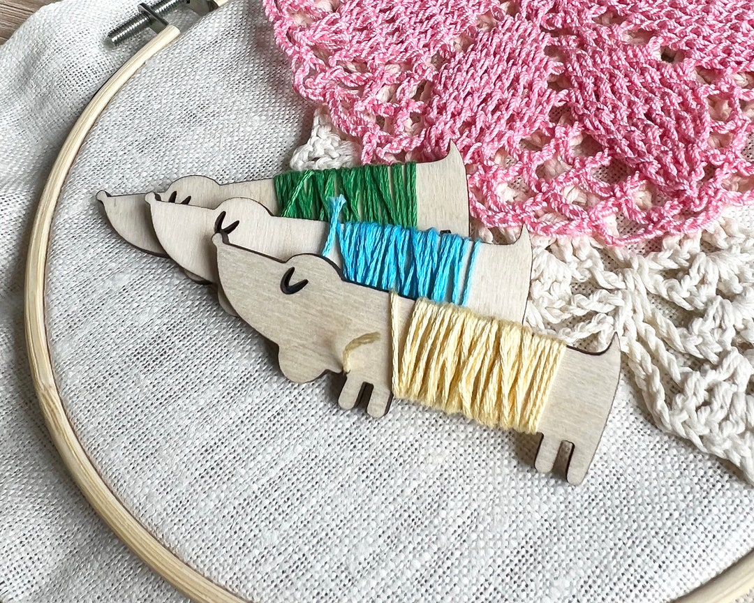 Wiener Dog Floss Bobbins, Wooden Thread Holders, Set of 10 Etsy