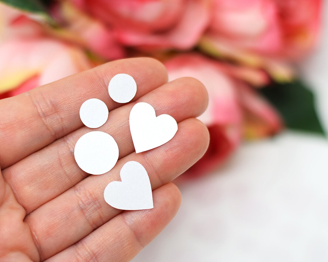 Ice White Wedding Confetti Metallic Hearts and Dots Table Etsy