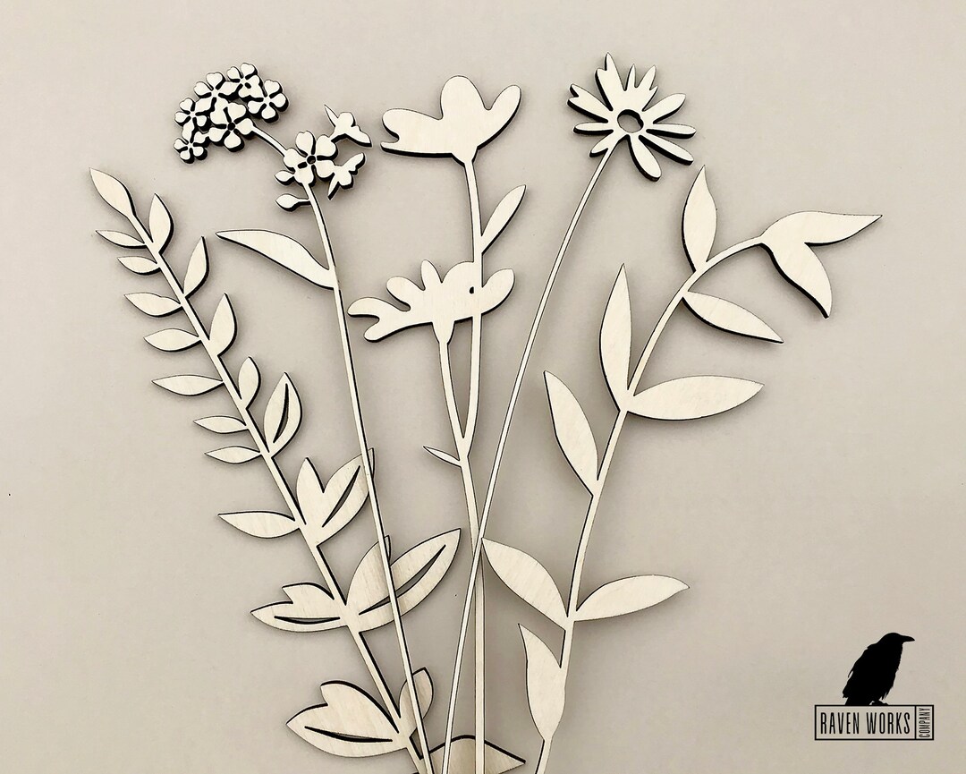 Wooden Flowers, Floral Decor, Laser Cut Flowers, Gift for Her, Natural