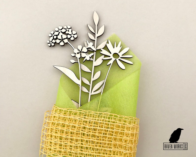 Wooden Wildflowers Flower Bouquet Laser Cut Flowers Wooden Etsy