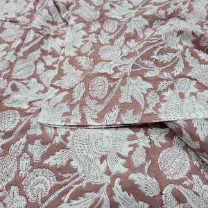 Indian Hand Block Print Cotton Voile Fabric, White Blue Geometric Sewing Craft (44 Inches)