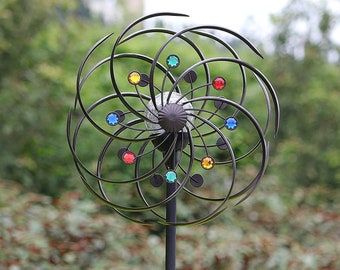 3D Metal Yellow Sunflower Wind Spinner Windmills For Garden Art Outdoor X4K3 