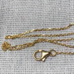 750 Solid Gold - 1mm Filed Curb Chain, 18k Yellow Gold, 45cm Chain Necklace Pendant Necklace