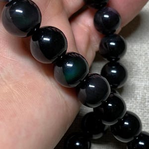 12 mm - AAA Natural and Untreated Celestial Eye Obsidian Bead Strand - Undyed Threading Creation Handmade Craft Mineral Stone