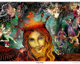 A2 ( 42 cm x 59.4 cm ) - Limited Edition Giclee Fine Art Print - 'King of Kings' by Lois Cordelia in a Fantasy Art Style