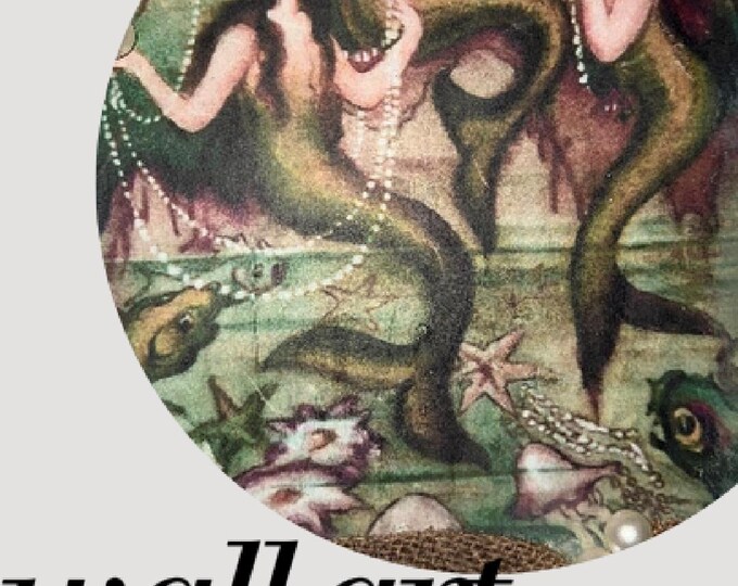 Vintage Mermaid Trio Wall Art Repurposed Nautical Decor with Pearls and Burlap Whimsical Coastal Hanging