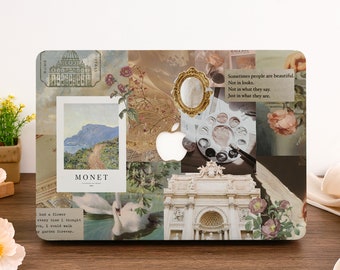 Étui pour Macbook style collage peinture à l'huile pour MacBook Air 13/15 Macbook Pro 14/15/16 Macbook 13 pouces M2 M3 M4 A3240 Housse esthétique pour ordinateur portable Apple