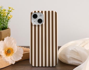 Könnte beinhalten: Eine Handyhülle mit braunen und weißen Streifen für ein iPhone.