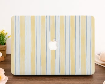 【未使用】MacBook Air M4 2025 ケース ストライプ柄 おしゃれ オレンジストライプ柄MacBookケースカバー（2025年版Air 13/15インチ
