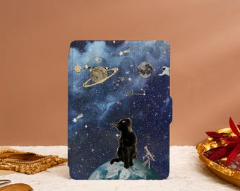 Black Cat Star Planet Kindle Case For Paperwhite 1/2/3/4 Kindle Paperwhite 6.8'' Case Kindle 10th 11th 12th Gen Trendy Kindle 2022 Case