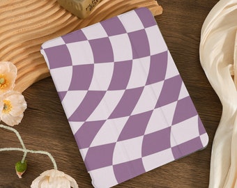 Purple Checkerboard iPad Case iPad Air 4/5 iPad 10 10.9" 2022 iPad Pro 12.9" 11" 10.9" 10.2" 9.7 inch iPad mini 6 iPad 2021 2020 Cover Case