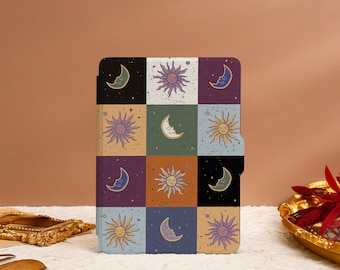 Moon and Sun Mosaic Square Kindle Case Custom For Paperwhite 1/2/3/4 Kindle Paperwhite 6.8 Case Kindle 10th 11th Cover Kindle 2022 Case