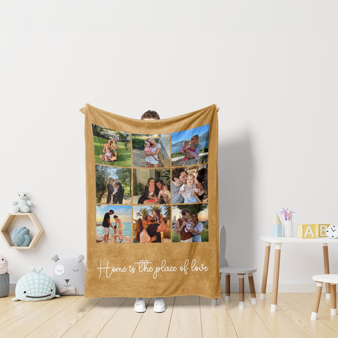 Custom Blanket With Text Picture Collage Blanket Personalized Photo