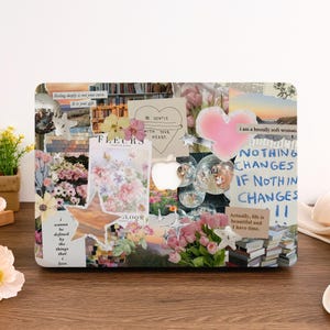 Estuche para MacBook con diseño de álbum de recortes La vida es bella. Compatible con MacBook Air 13/15, MacBook Pro 14/15/16, MacBook 13 M1, M2, M3, A2338, A2681, A2337. Cubierta estética.