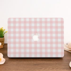 Pink Basic Plaid Macbook Hard Protective Case Fit MacBook Air 13/15 Macbook Pro 13/14/15/16 inch M4 A3240, Apple Laptop 2025 2024 2023 Cover