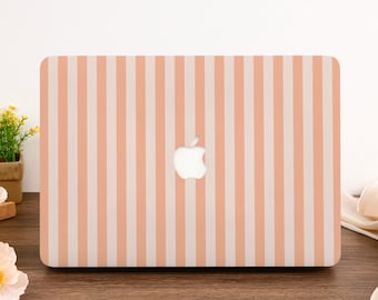 【未使用】MacBook Air M4 2025 ケース ストライプ柄 おしゃれ オレンジストライプ柄MacBookケースカバー（2025年版Air 13/15インチ