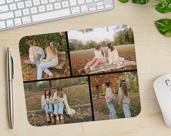 Personalized Photo Collage Mouse Pad, Create Your Own Picture Mousepads, Office Decor Gift, Desk Accessories Gifts for Girl Gamers, Moms
