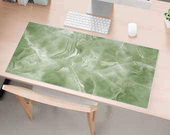 Green Marble Texture Desk Mat, Large Mousepad, Desktop Mats, Keyboard Mat, Stitched Edges, Desk Accessories, Father's Day Gift, Husband Gift