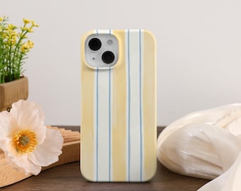Yellow Stripe Aesthetic iPhone Case For iPhone 17 16 15 14 13 12 Pro Max Plus Mini iPhone 16e 13 12 11 X XS SE Coquette iPhone Cover Gift