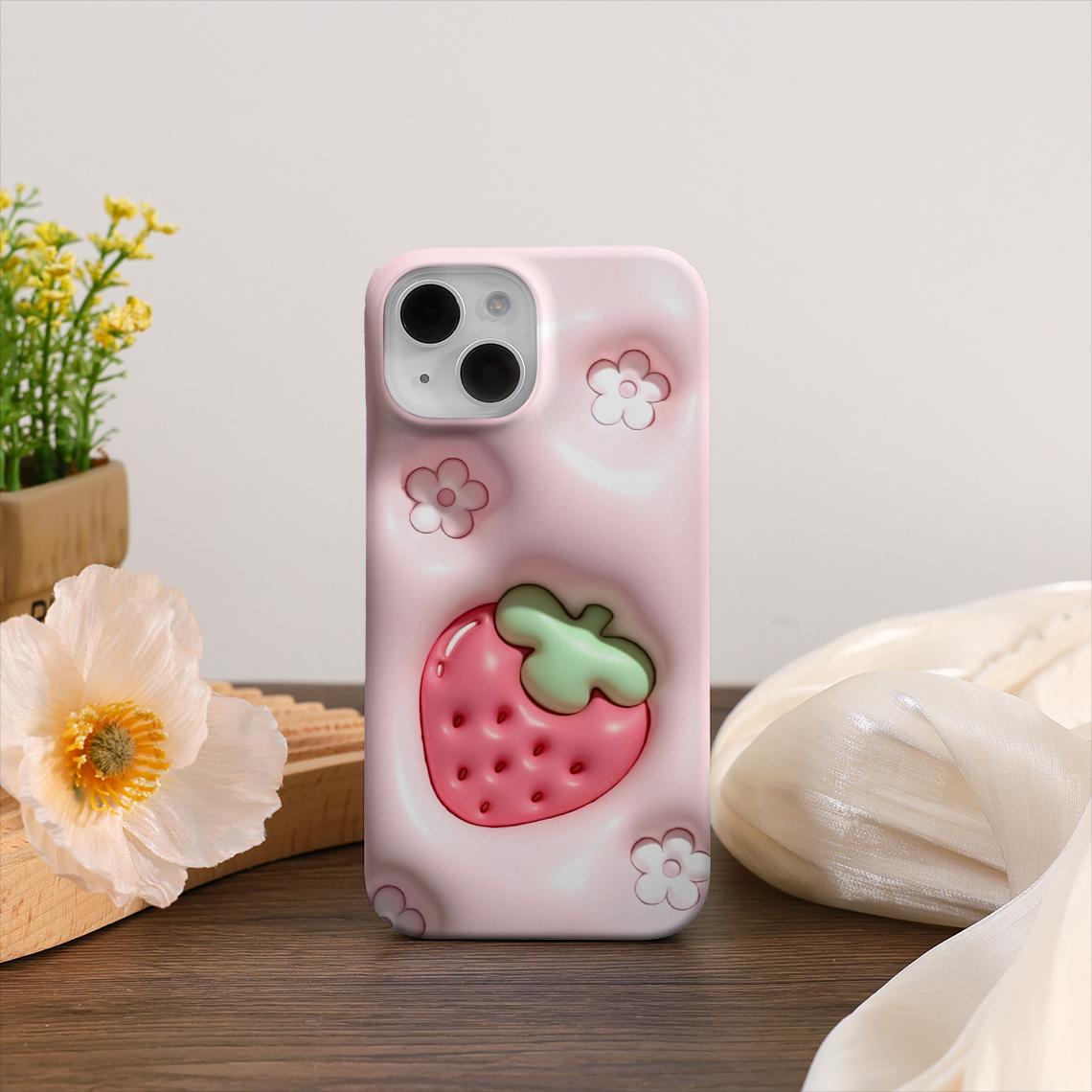 iPhone・スマホケース Society6 Retro Camera and Red Flower 3D Printed Style Flat iPhone Case Strawberry Cover for