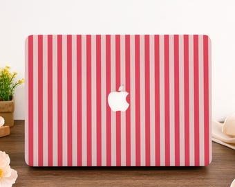 【未使用】MacBook Air M4 2025 ケース ストライプ柄 おしゃれ オレンジストライプ柄MacBookケースカバー（2025年版Air 13/15インチ