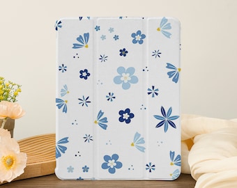 Wit bloemenpatroon iPad Case iPad Air 4/5 iPad 10 10,9" 2022 iPad Pro 12,9" 11" 10,9" 10,2" 9,7 inch iPad mini 6 5 Case iPad 2021 Case