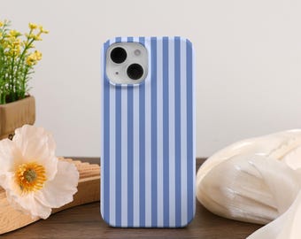 Blue Striped Aesthetic iPhone Case For iPhone 17 16 15 14 13 12 Pro Max Plus Mini iPhone 16e 13 12 11 X XS Girl Coquette iPhone Cover Gift