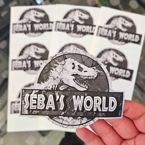 Dinosaur Birthday Stickers, Personalized Party Favors, 3 inch (10 per order)