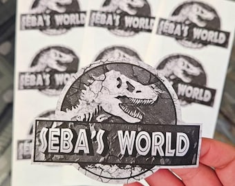 Dinosaur Birthday Stickers, Personalized Party Favors, 3 inch (10 per order)