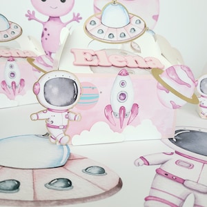 Girly astronaut, Astronaut favor box, Astronaut birthday, Astronaut theme, Space theme, Space favor box, Space goodie bags, Space favors