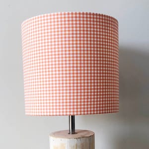 Gingham lampshades, Orange gingham check, Country lampshades, Orange plaid check, checkerboard, Plaid checkered fabrics, contemporary shade
